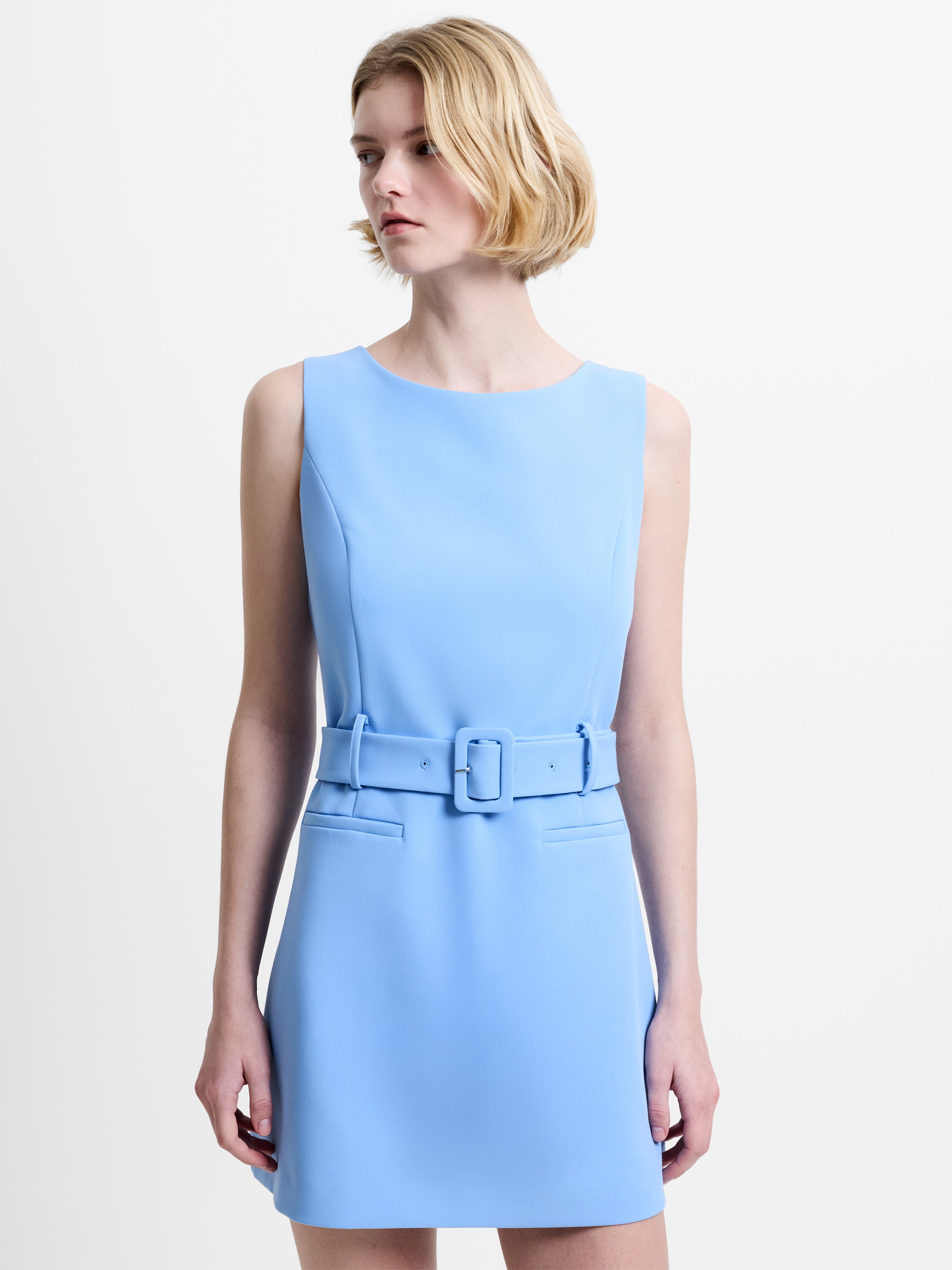 Azra Twill Belted Mini Dress