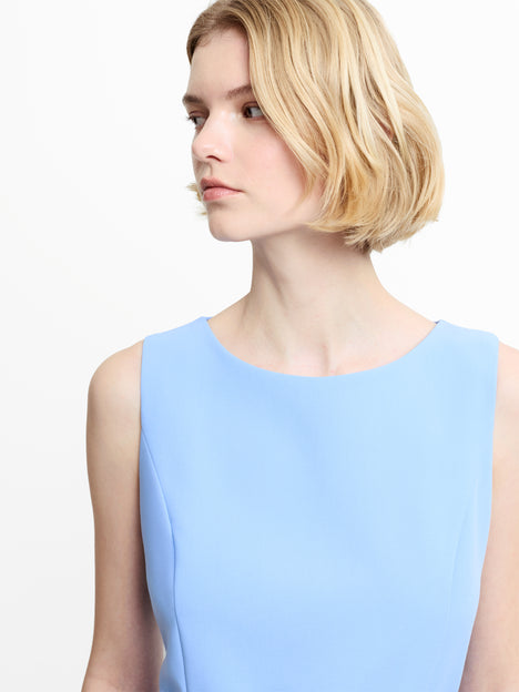 Azra Twill Tailored Belted Light Blue Mini Dress
