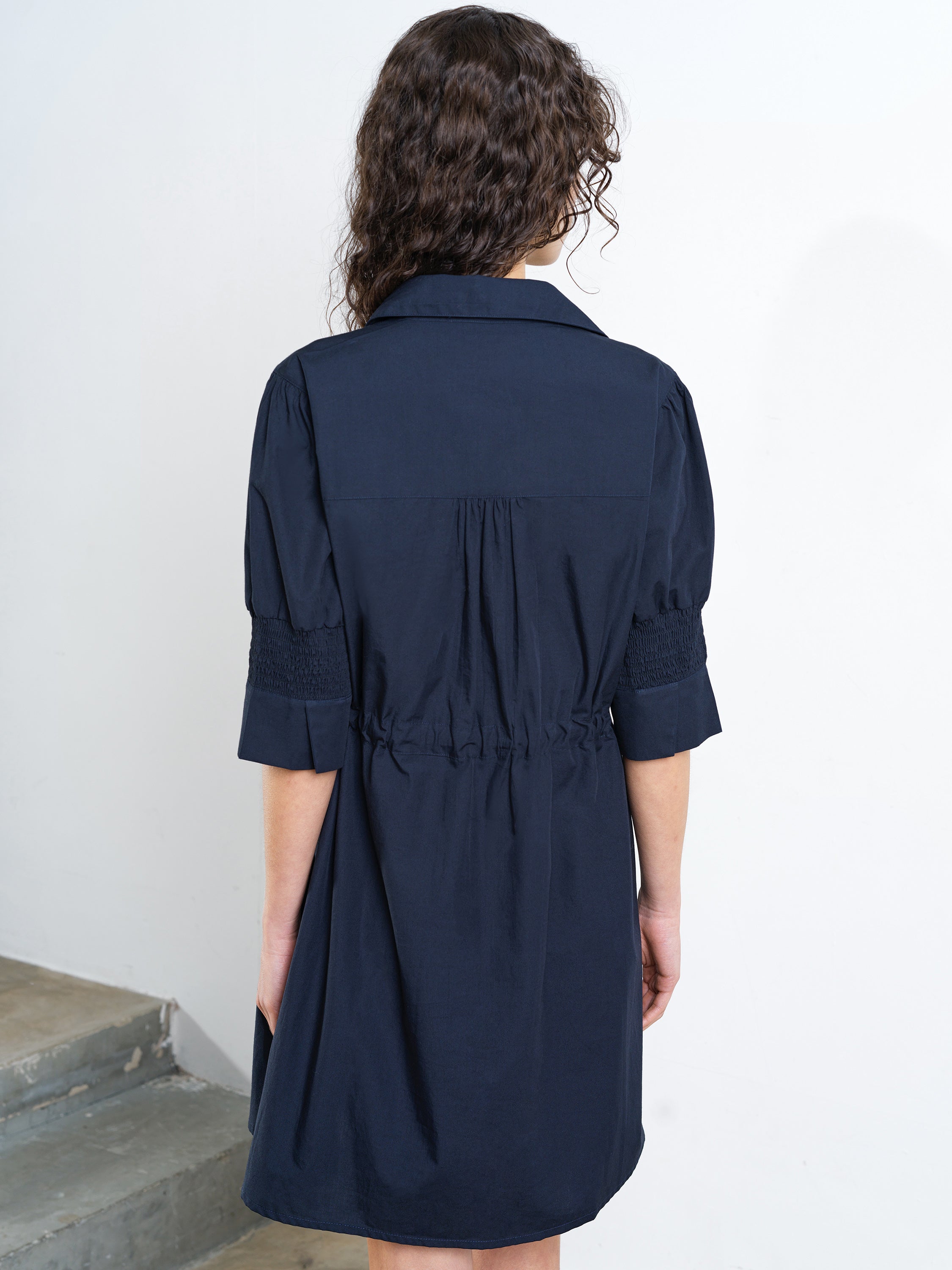 navy blue cotton shirt dress Banana Republic Women's Utility Overdye Cotton Shirt Dress Navy Blue Size S