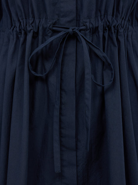 Cambria Cotton Cinched Waist Navy Mini Shirt Dress