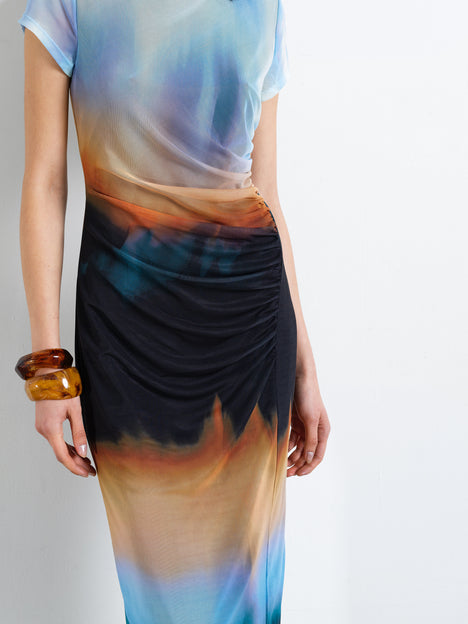 Marina Mesh Ombre Column Maxi Dress