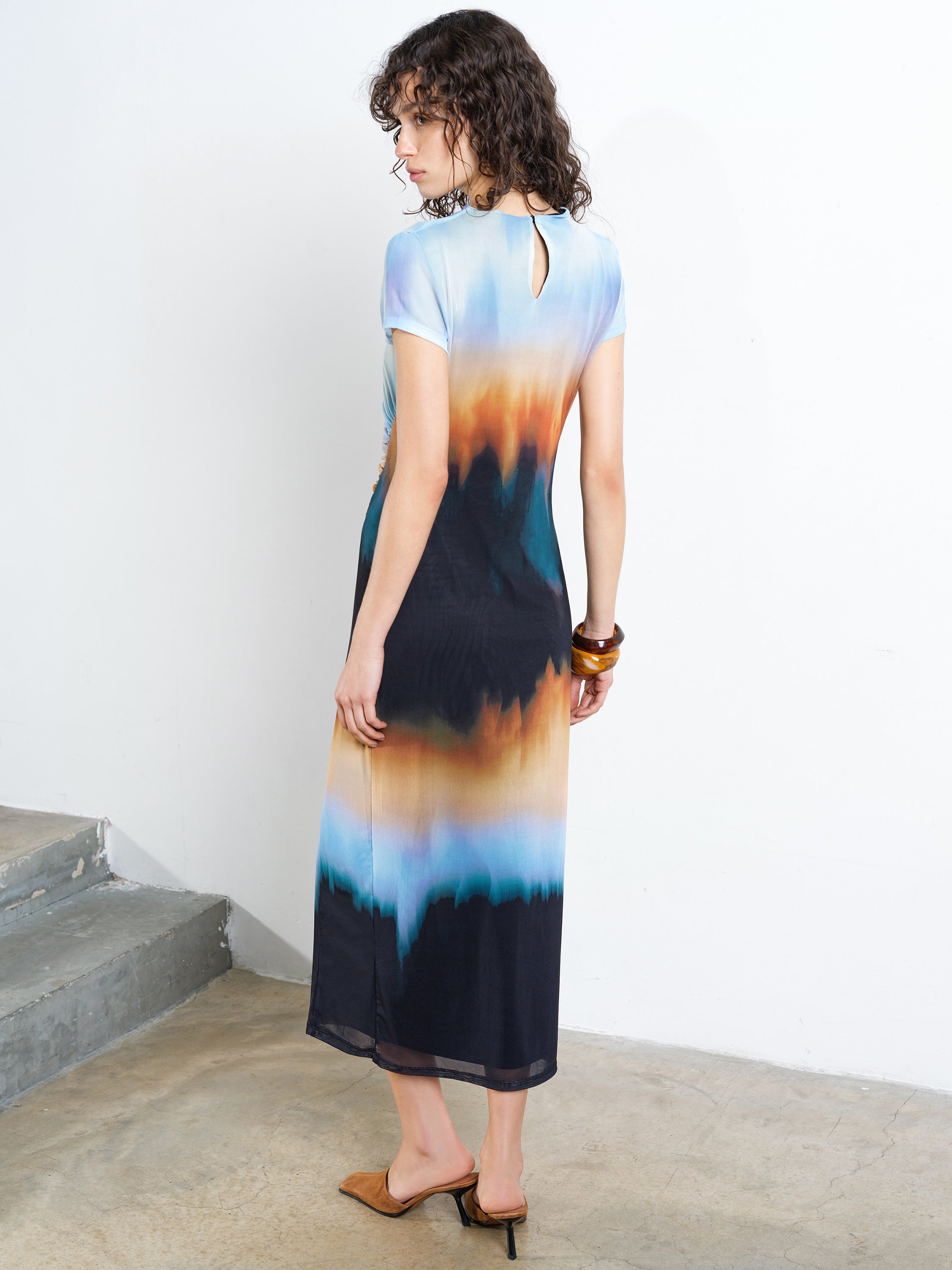 Marina Mesh Ombre Column Dress