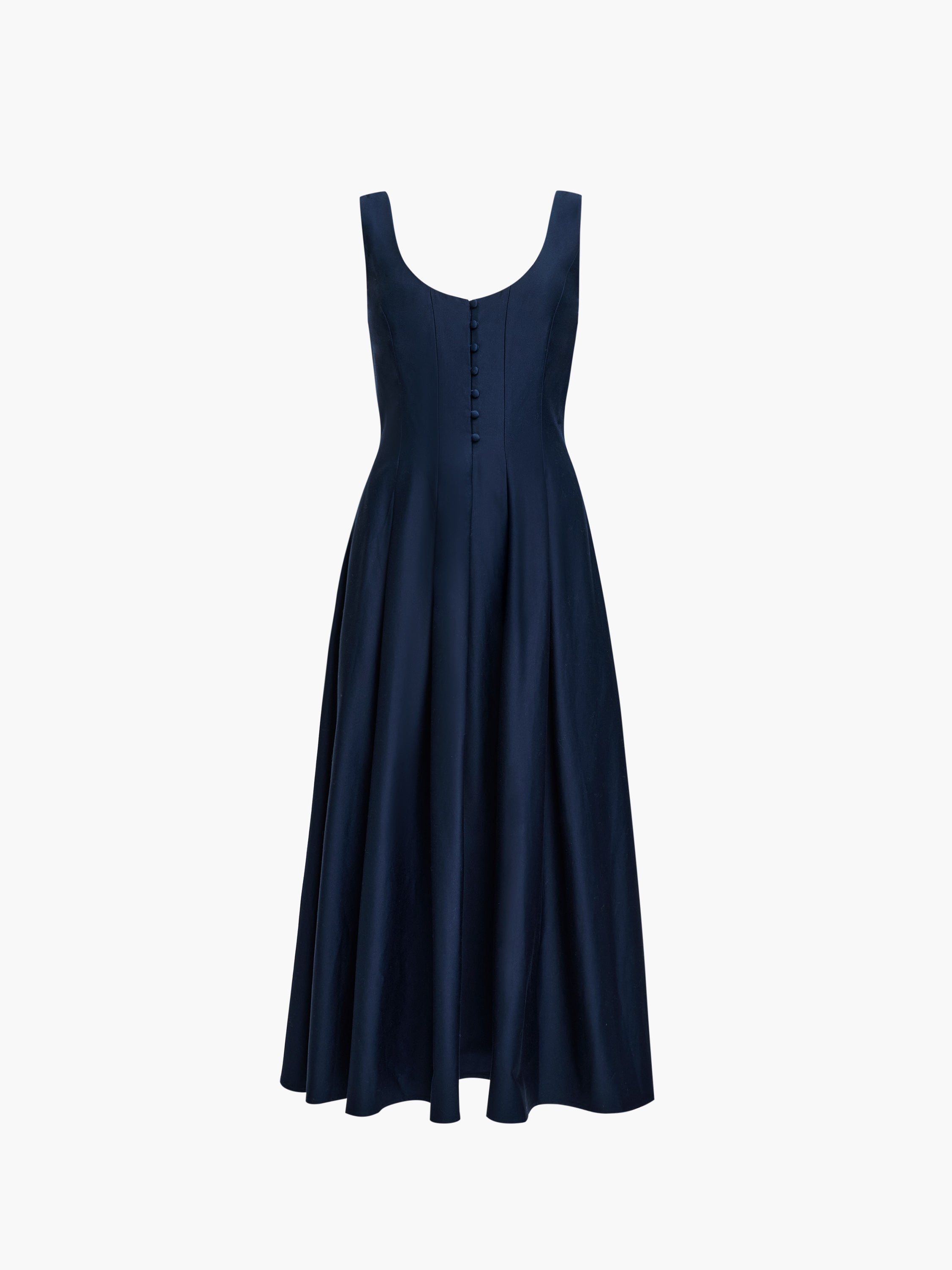 Cotton Sateen Fit-and-Flare Midi Dress