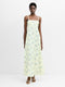 Ennis Eco Satin Square Neck Floral Maxi Dress