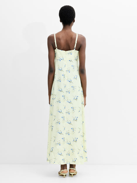 Ennis Eco Satin Square Neck Floral Maxi Dress