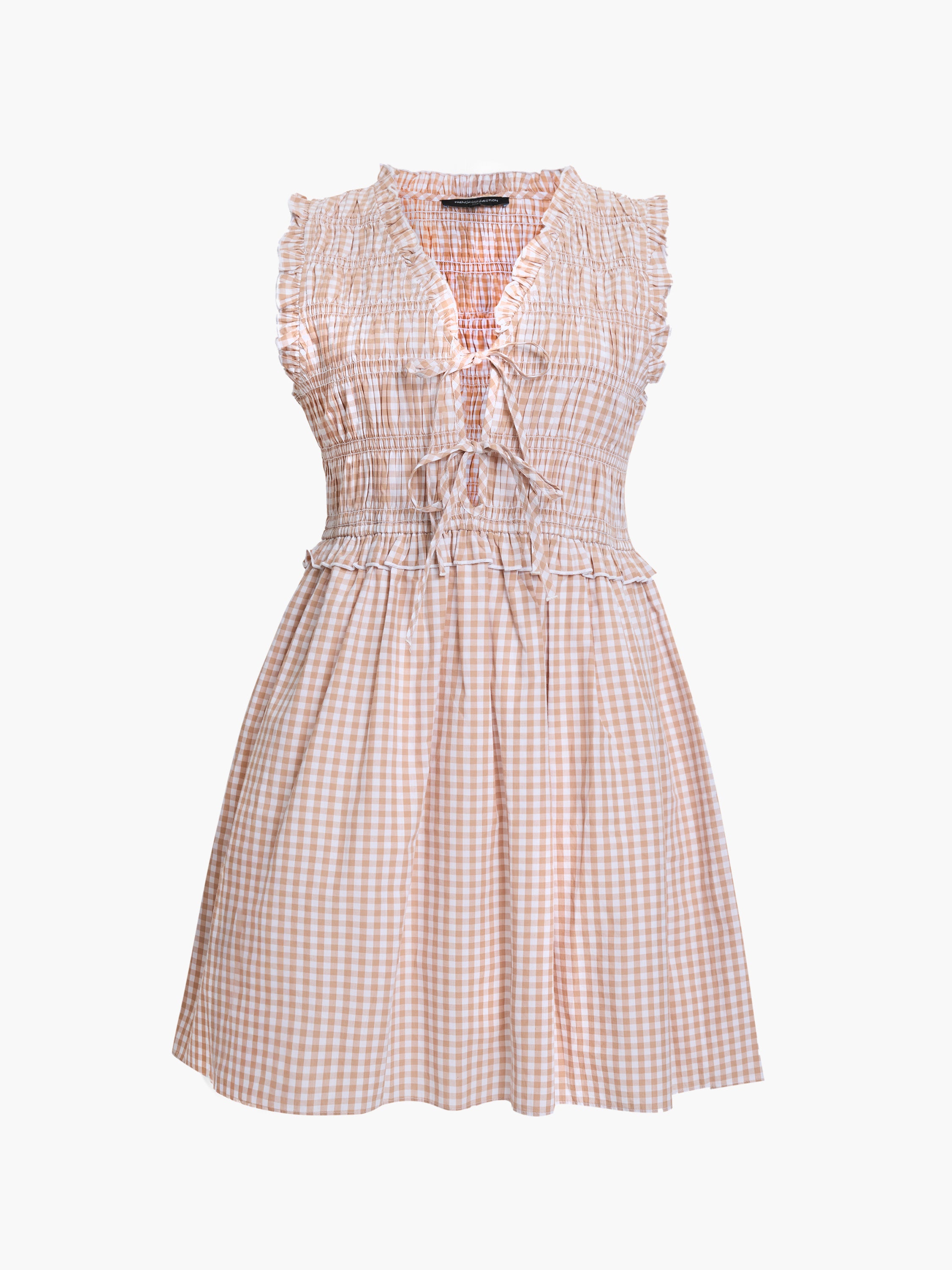 Rhodes Poplin Ruffle Gingham Smocked Mini Dress