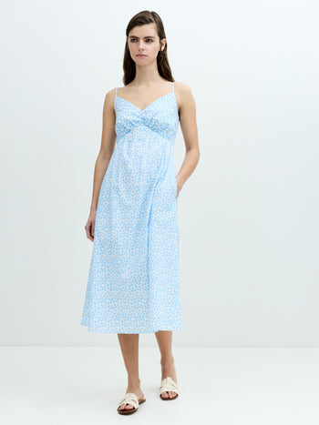 Rhodes Poplin Floral A-Line Midi Dress
