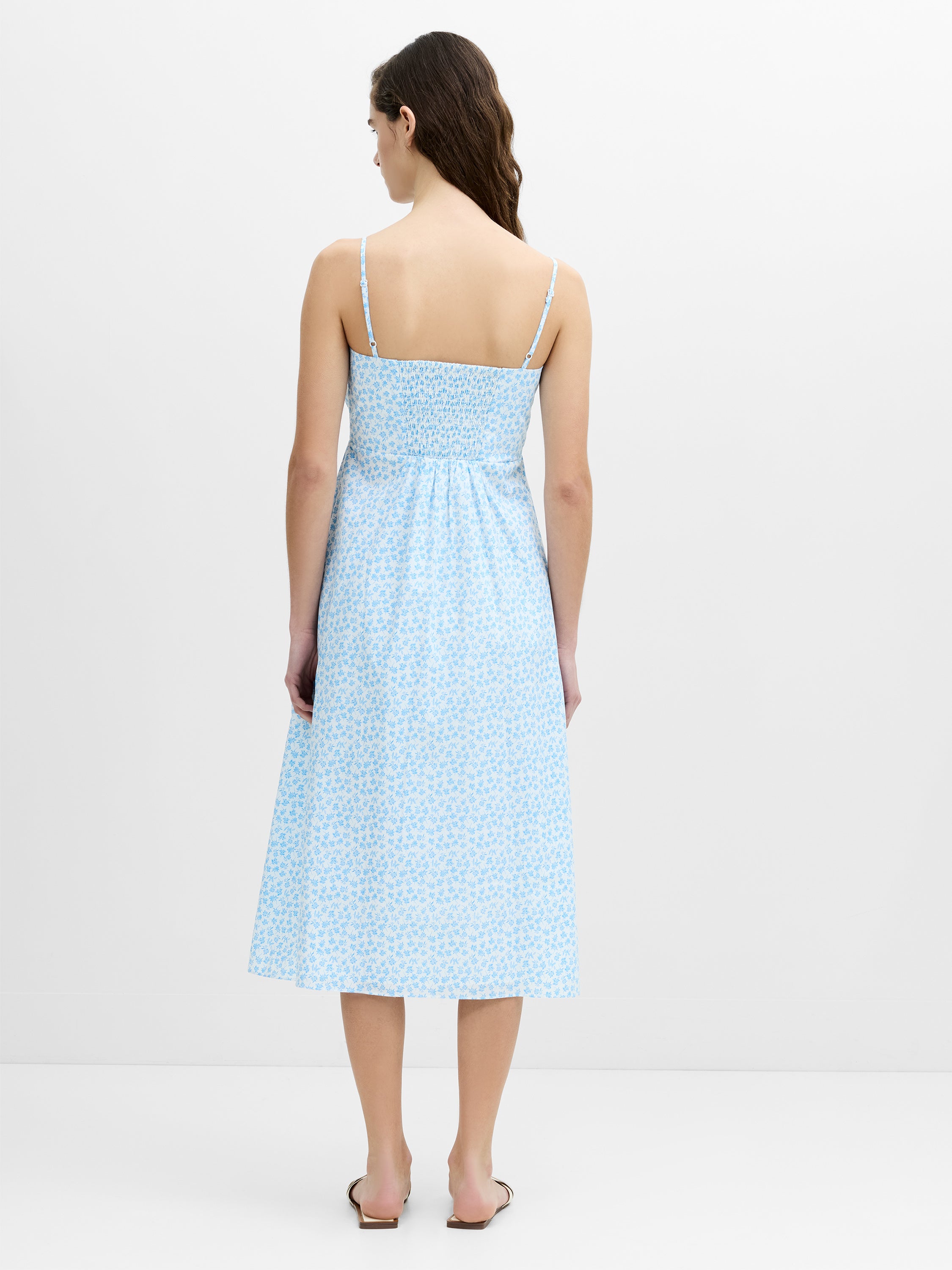 Rhodes Poplin Floral A-Line Midi Dress