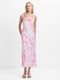 Oona Satin Cowl Neck Pink Floral Midi Dress