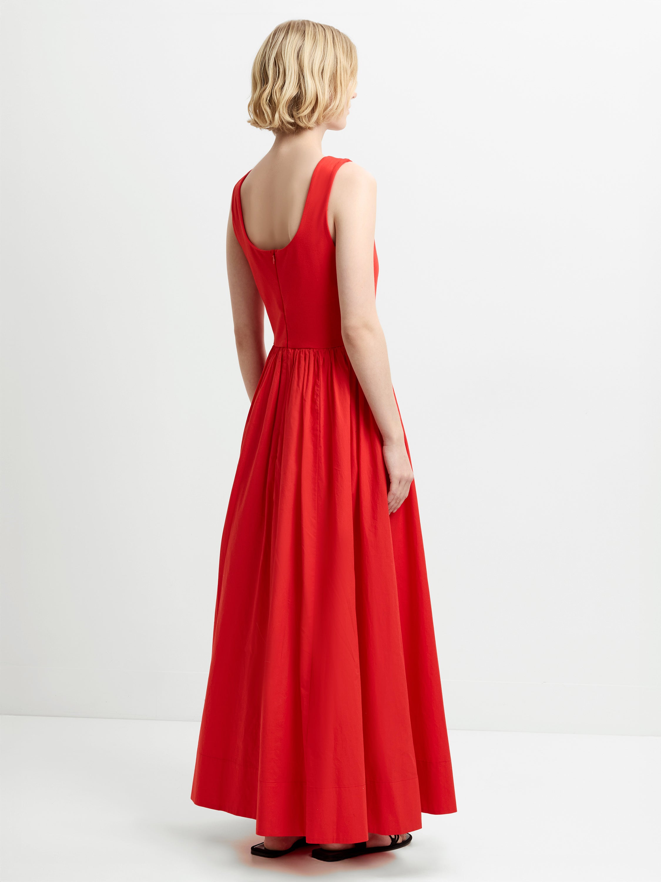 Jia Ponte Mix Sleeveless Red Maxi Dress