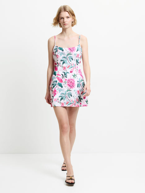 York Satin Pink Floral Print Mini Dress