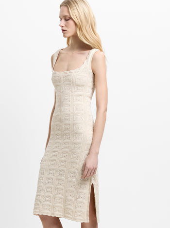 Nellis Square Neck Crochet Knit Dress