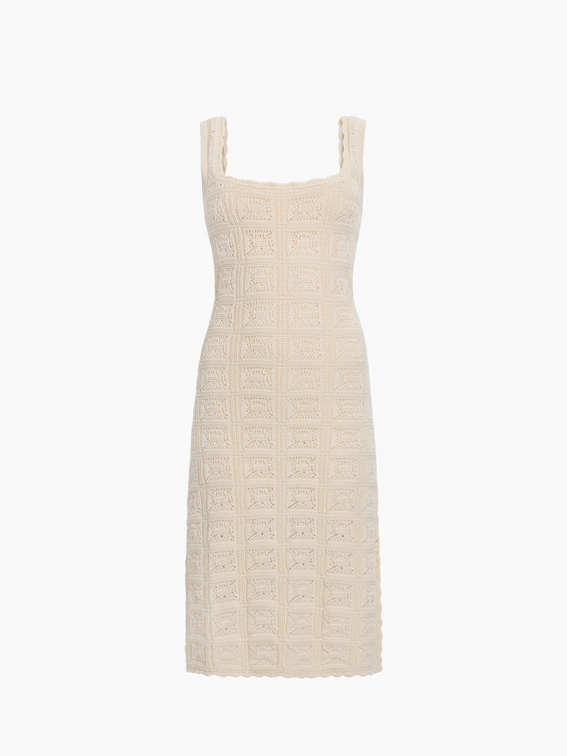 Nellis Square Neck Crochet Knit Dress