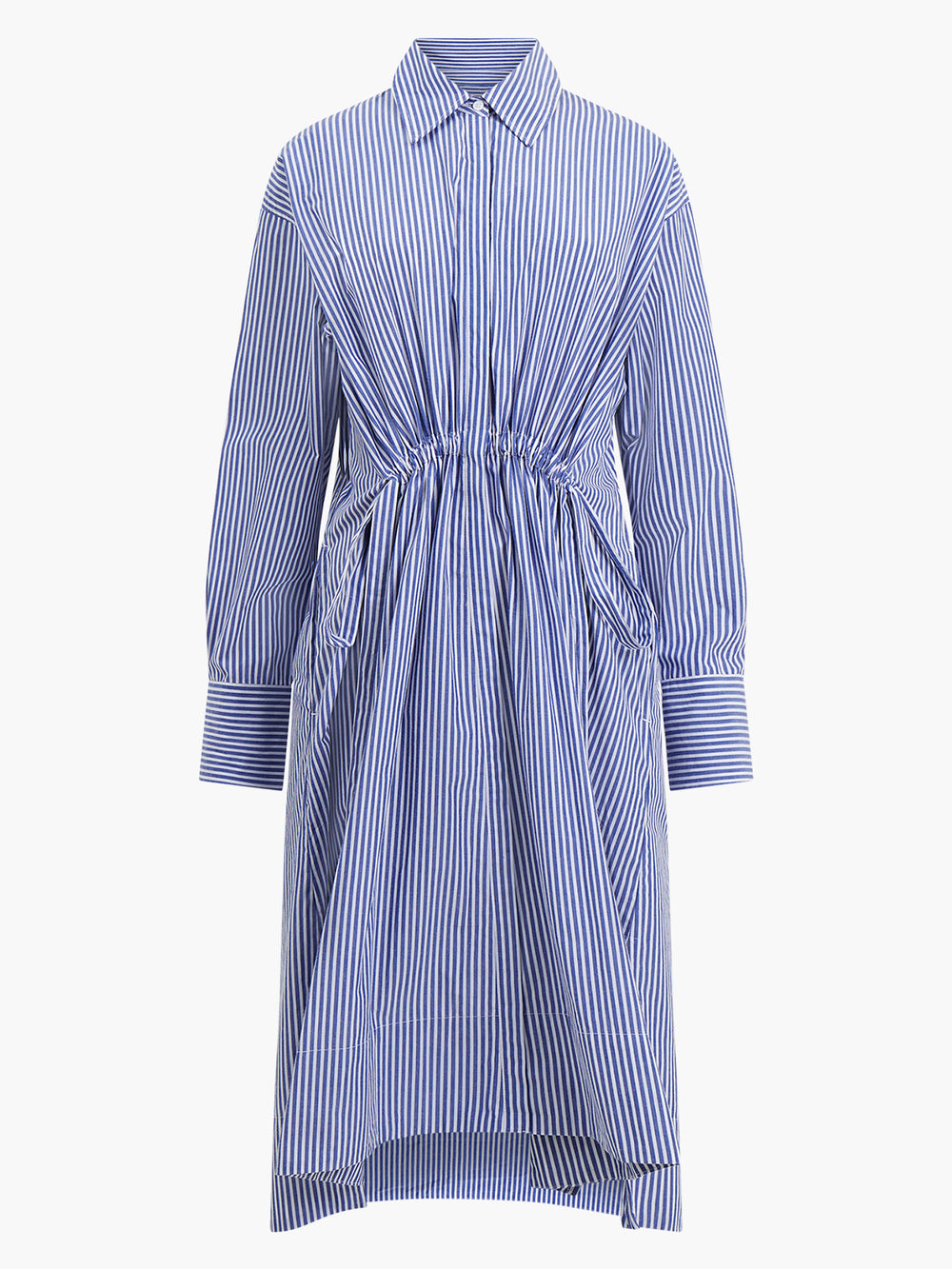 Rhodes Stripe Poplin Shirt Dress Linen White/Marine French Connection UK