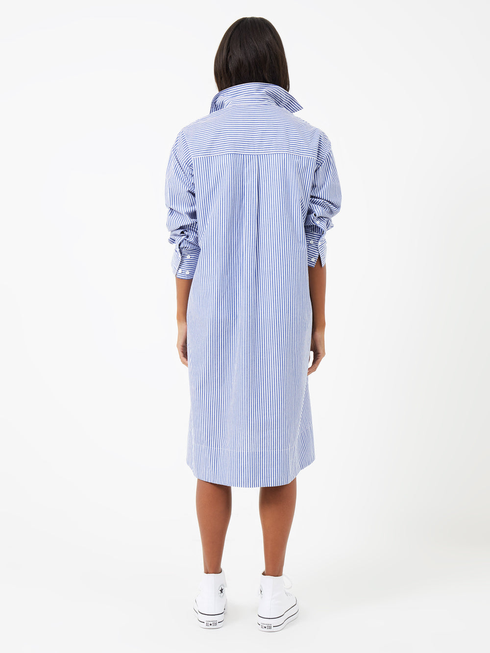 Rhodes Stripe Poplin Shirt Dress Linen White/Marine French Connection UK