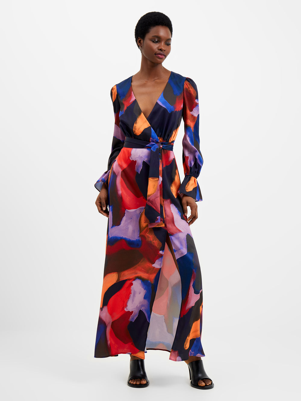 Multicolor maxi dress clearance with sleeves