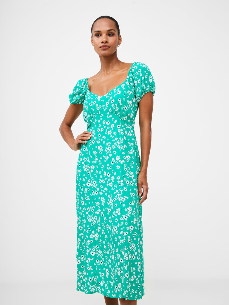 Sweetheart Empire Midi Dress Veridian Green | French Connection UK