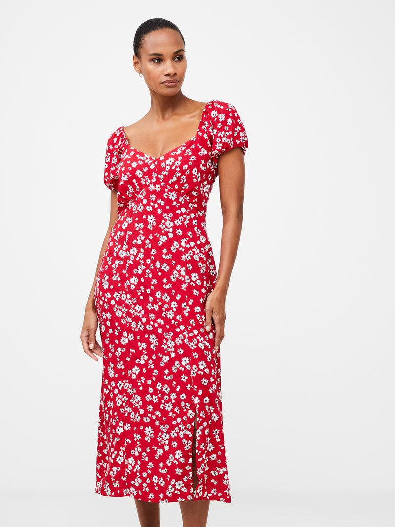 Sweetheart Empire Midi Dress Poppy Red French Connection UK