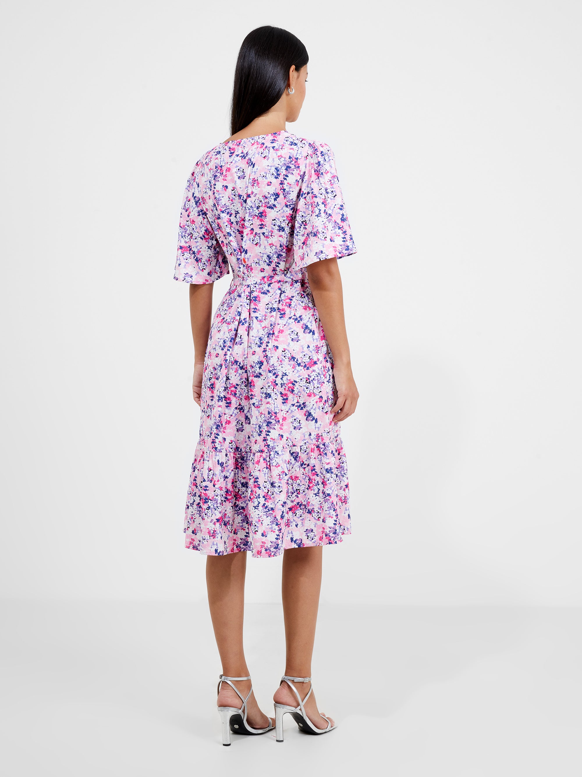 Floral Print Angel Sleeve Dress Pastel Pink Multi | French Connection UK