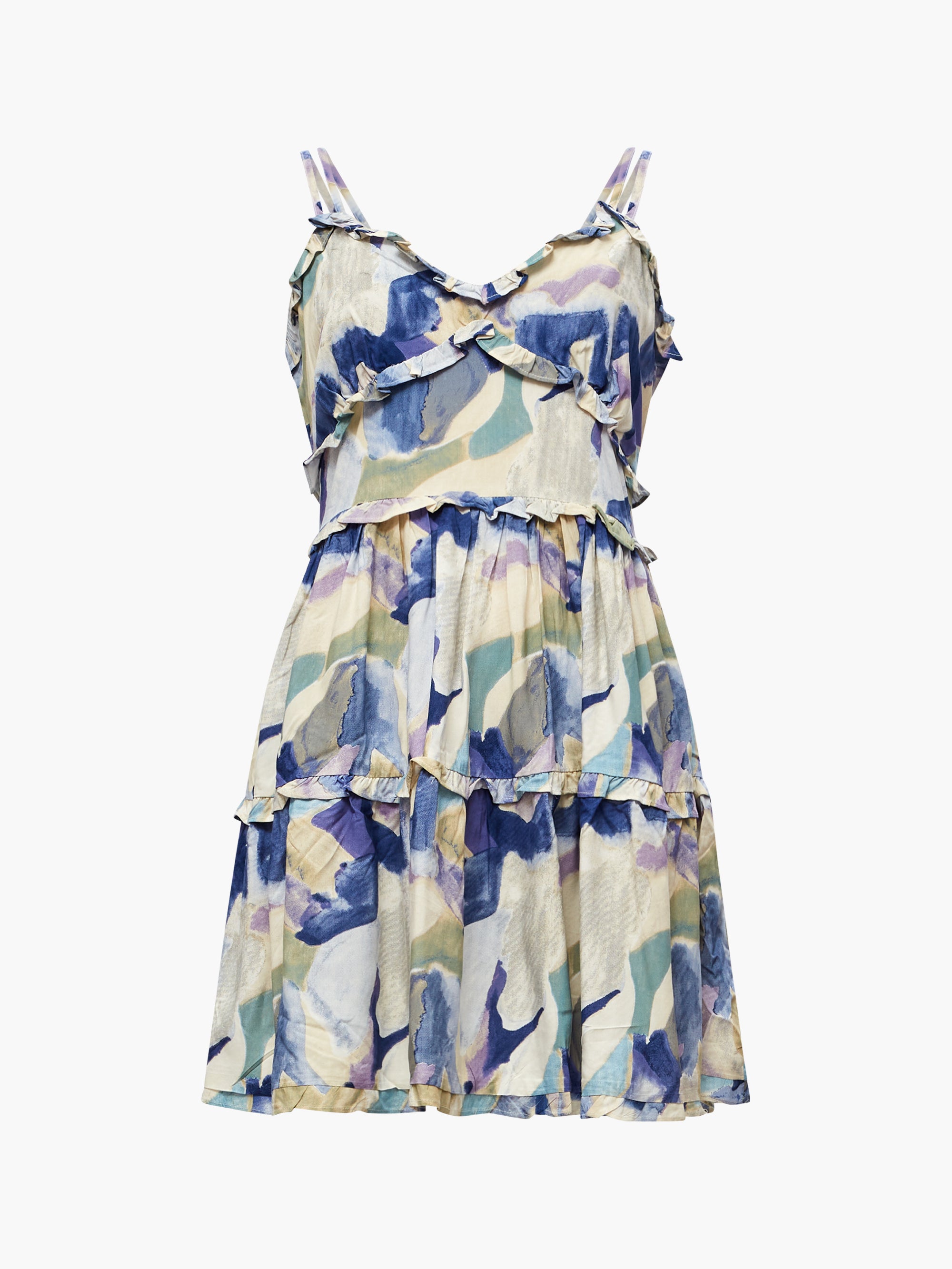 Frill Mini Sundress Tranquil Blue Multi | French Connection UK