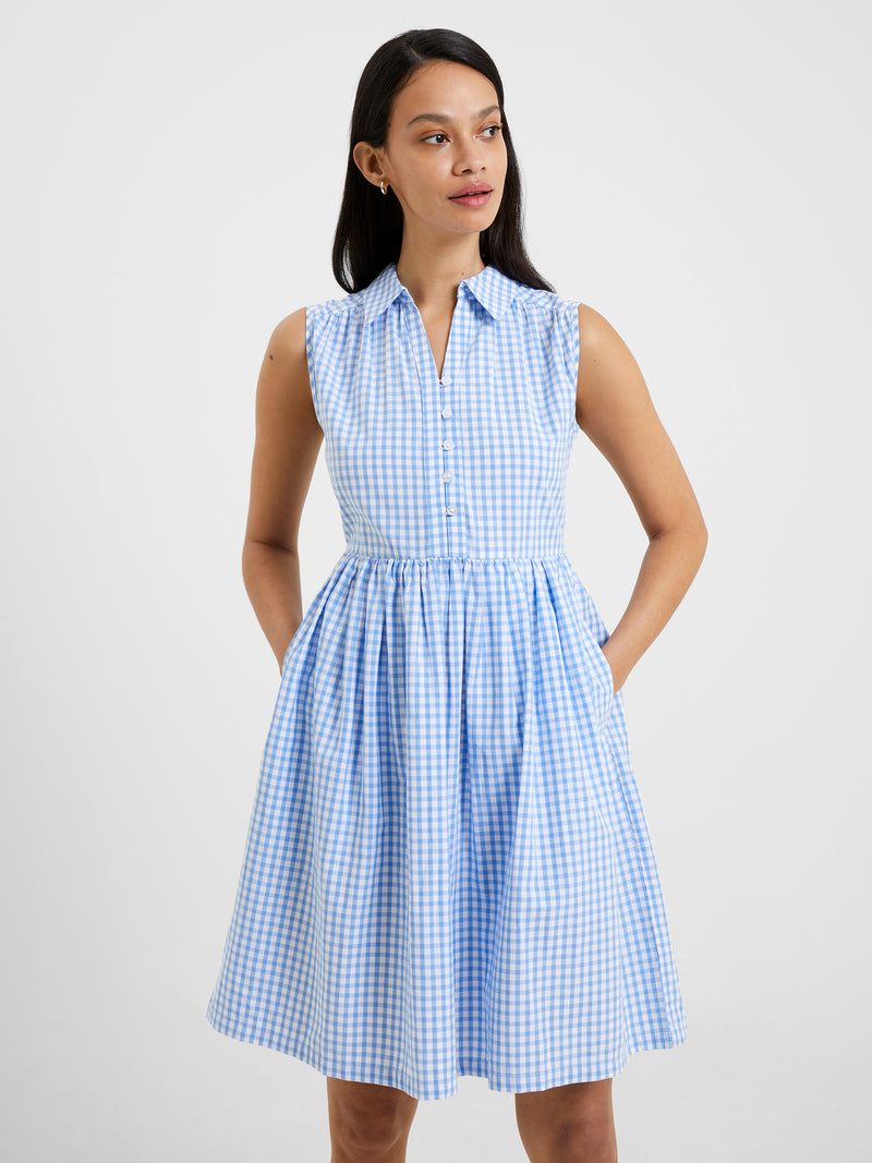 Sleeveless gingham dress sale