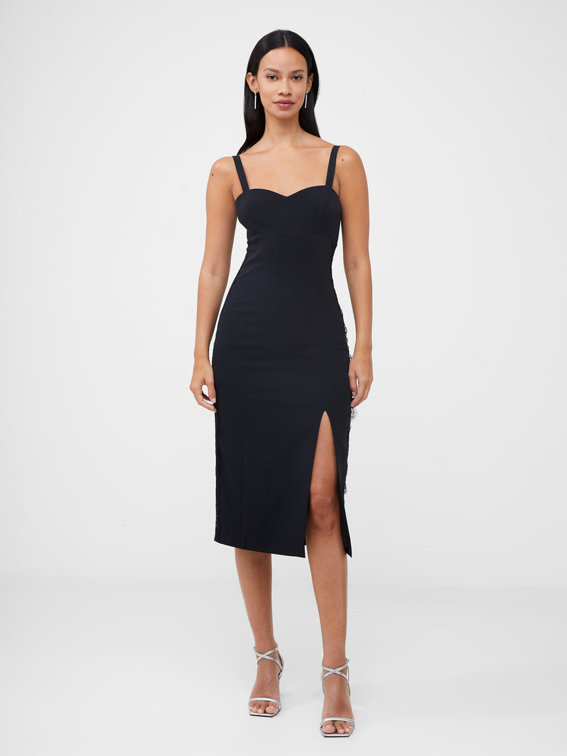 Echo Crepe Lace Dress Blackout | French Connection UK