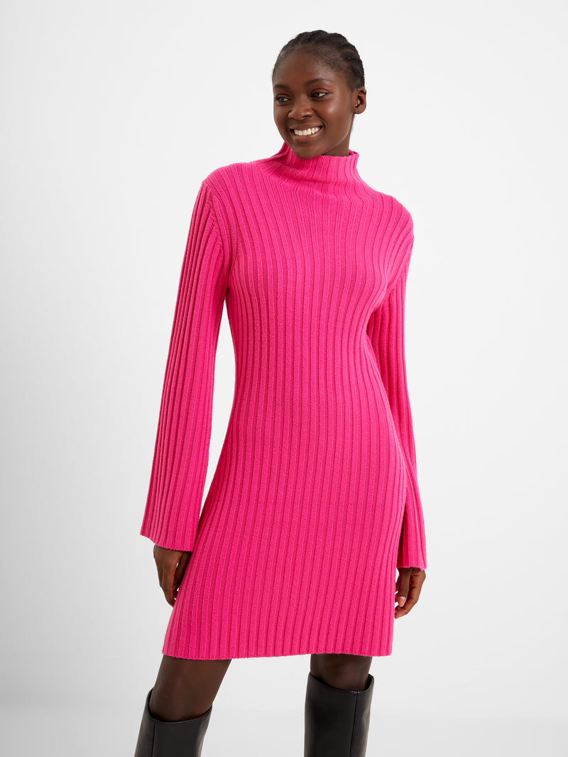 Babysoft Mock Neck Dress Fuschia