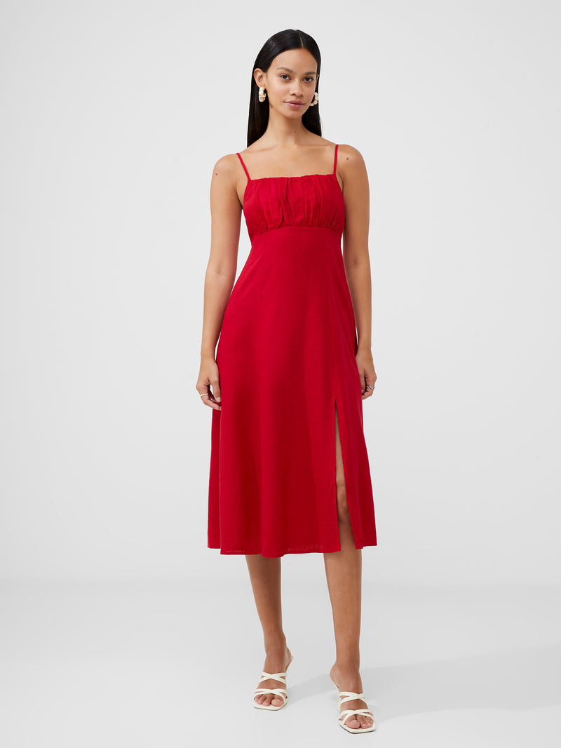 Linen Blend Strappy Dress Royal Scarlet | French Connection UK