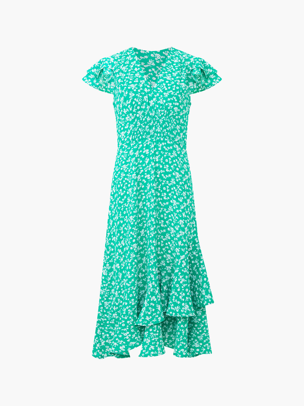 Frill Tea Dress Palm Green Multi French Connection UK