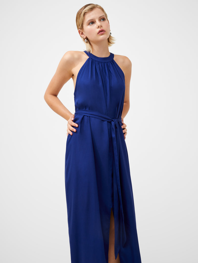 Halterneck Viscose Relaxed Dress Blue Depths | French Connection UK