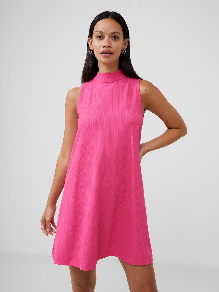 Ribbed Jersey Bow Back Mini Dress Fuschia | French Connection UK