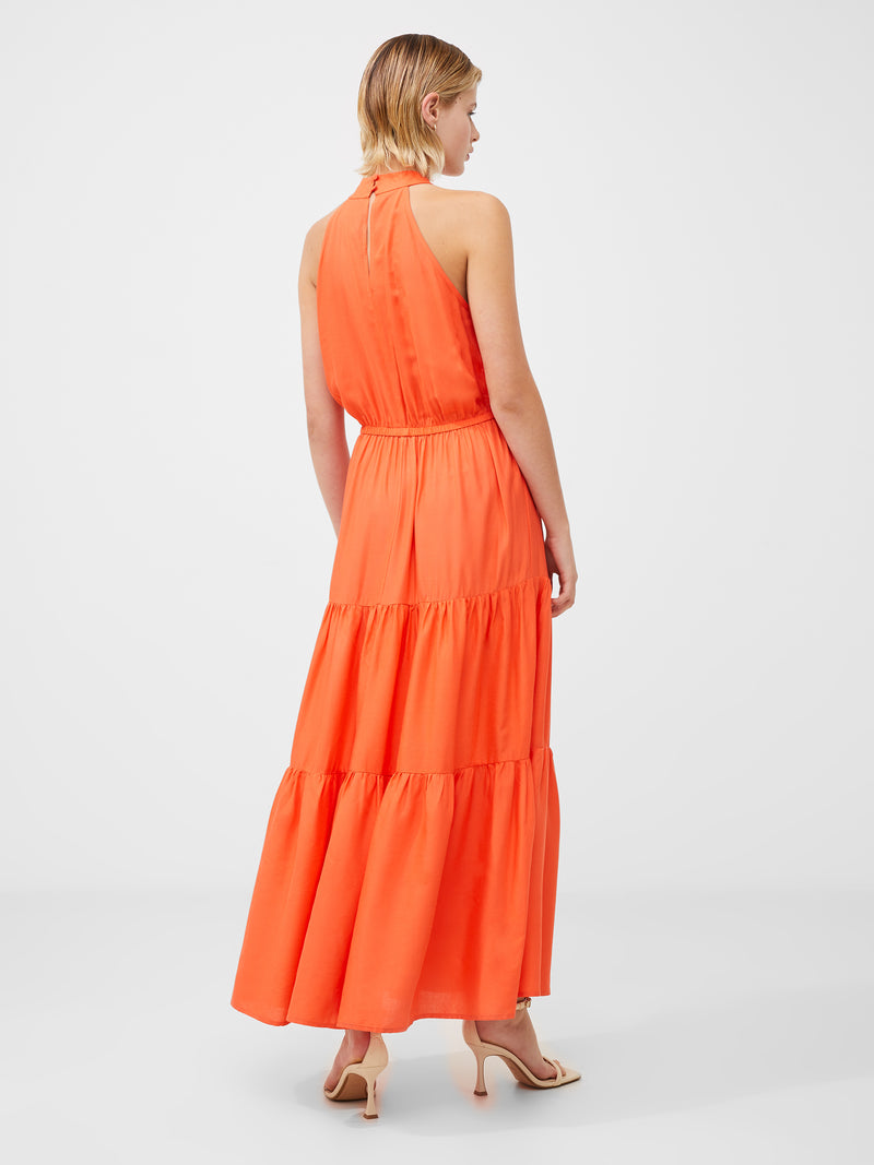 Halter Viscose Tiered Maxi Dress Amber Sunrise | French Connection UK