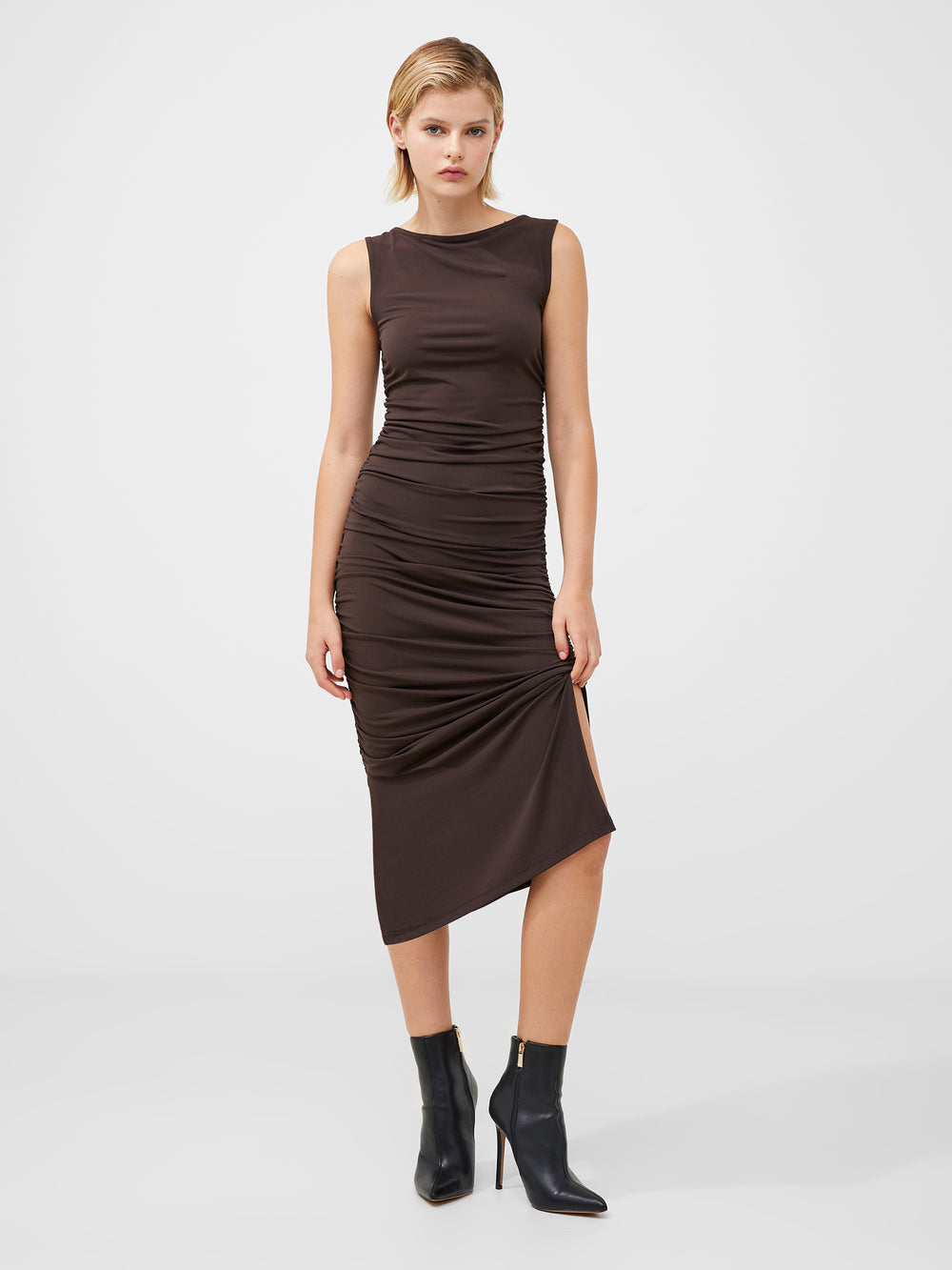 Black boat sales neck midi dress