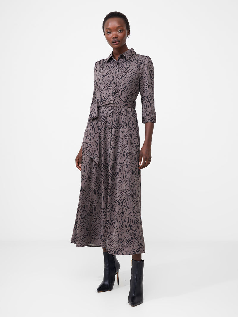 Abstract Midi Shirt Dress Chocolate torte Black French Connection UK