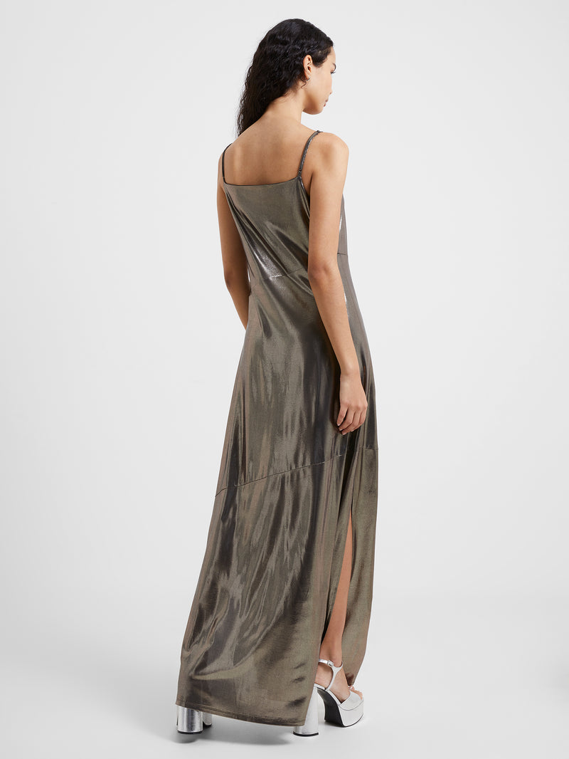 Ronja Liquid Metal Maxi Slip Dress Silver