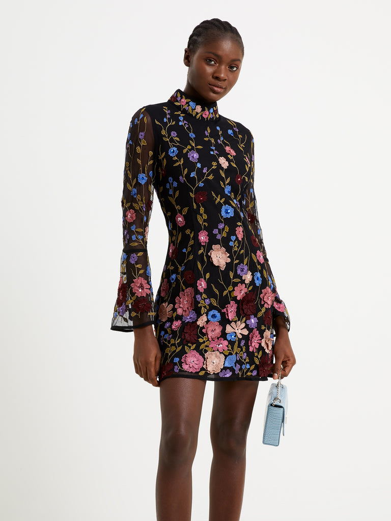Astrida Embellished Mini Dress Black Multi | French Connection UK