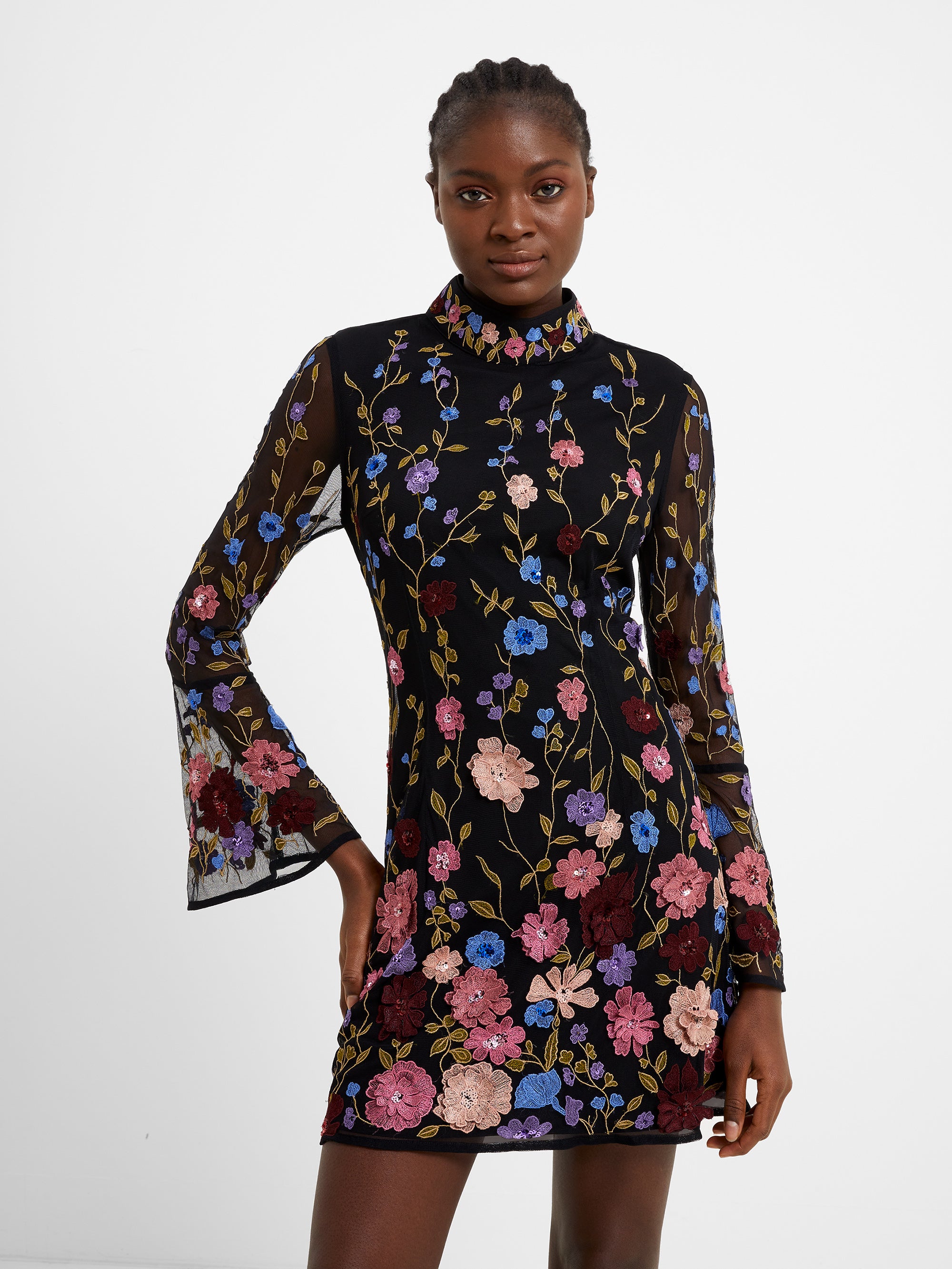 Astrida Embellished Mini Dress Black Multi | French Connection UK