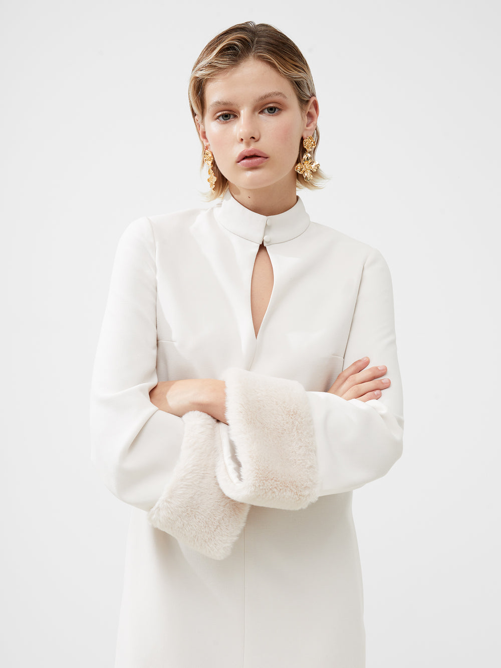 Faux fur mini online dress