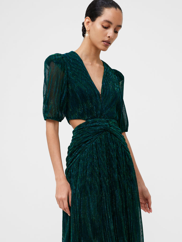 Sparkle Cut Out Maxi Dress Dark Green | French Connection UK