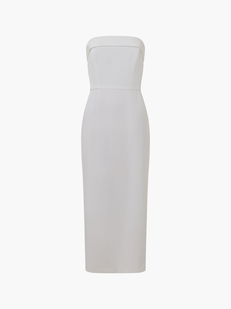 Echo Crepe Strapless Midi Dress Summer White French Connection UK