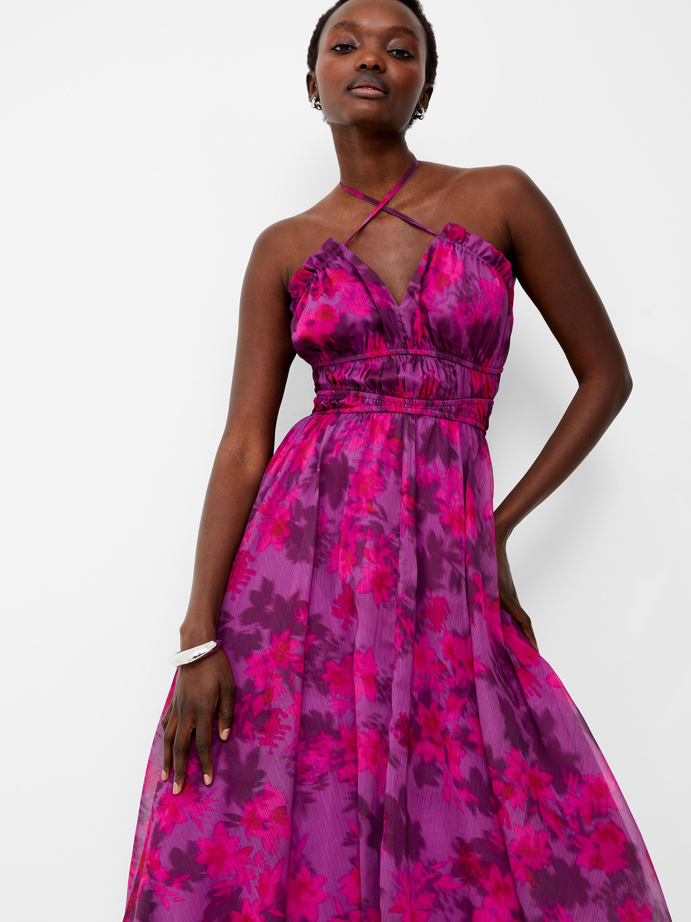 Arla Hallie Crinkle Halterneck Dress