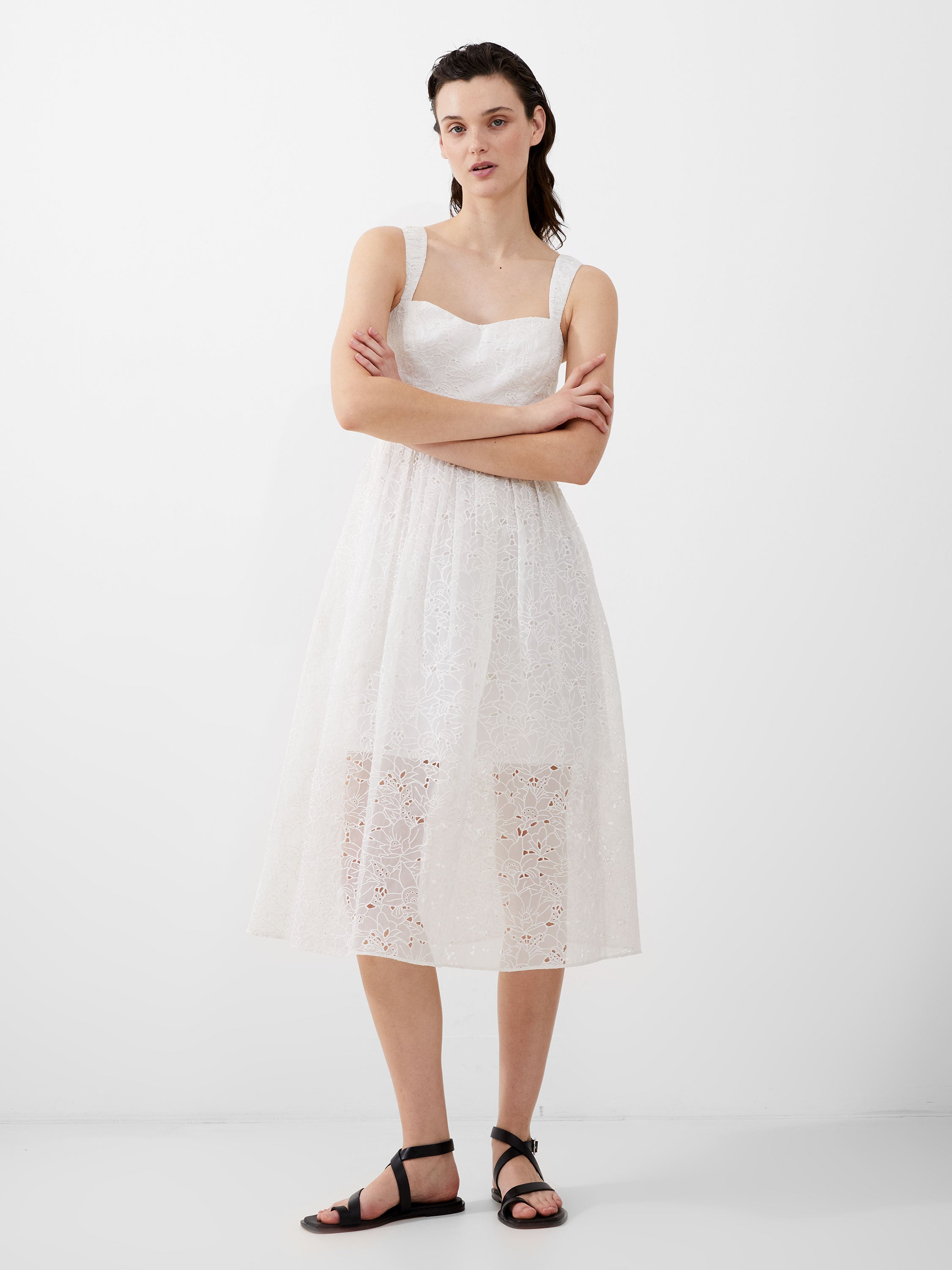 Embroidered Lace Strappy Dress