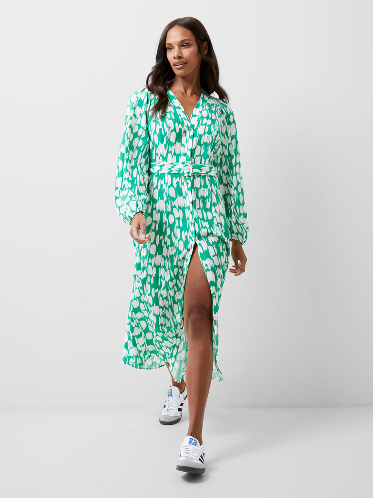 Islanna Crepe Belted Dress Jelly Bean White French Connection UK