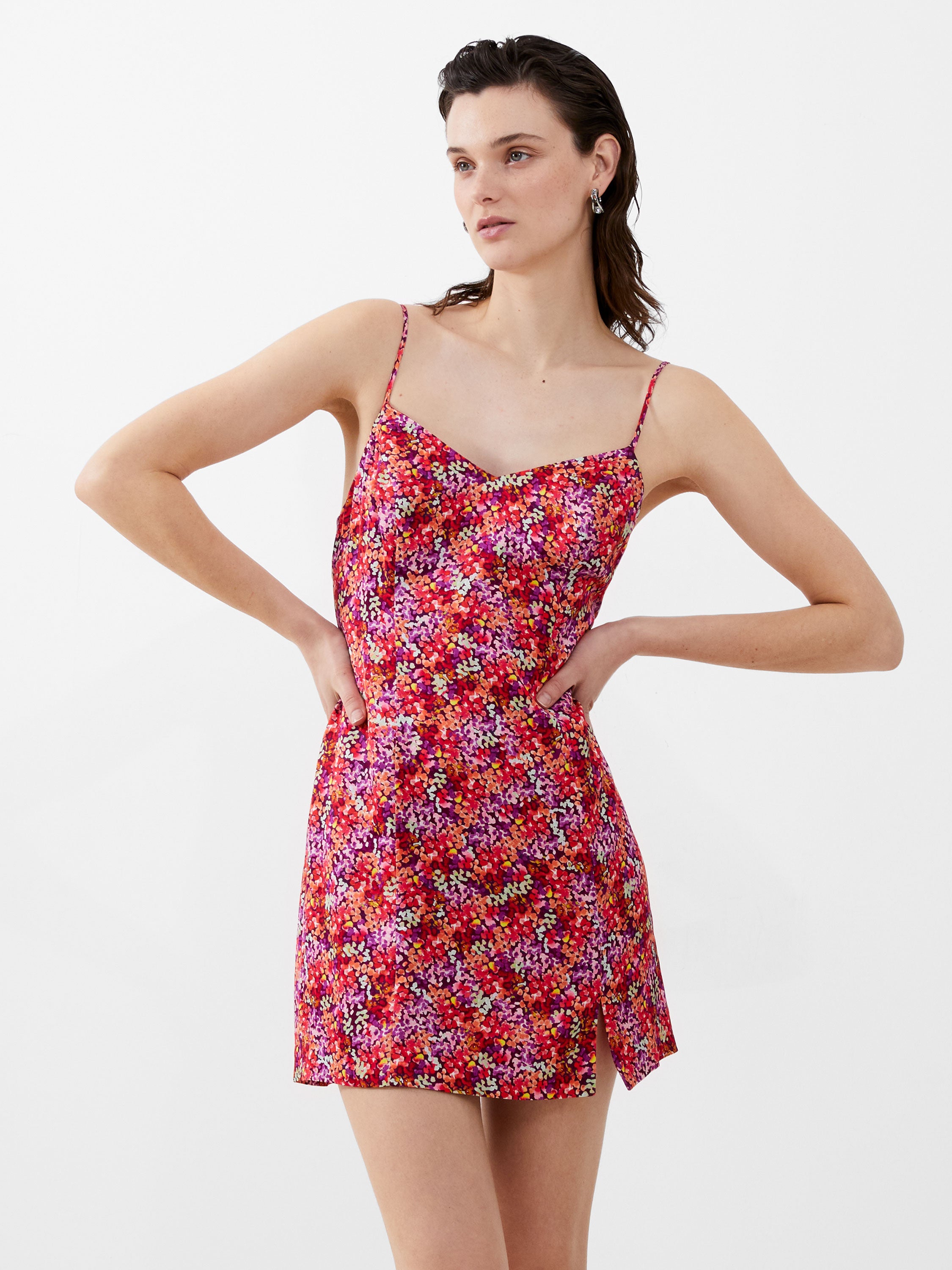 Red slip mini dress hotsell