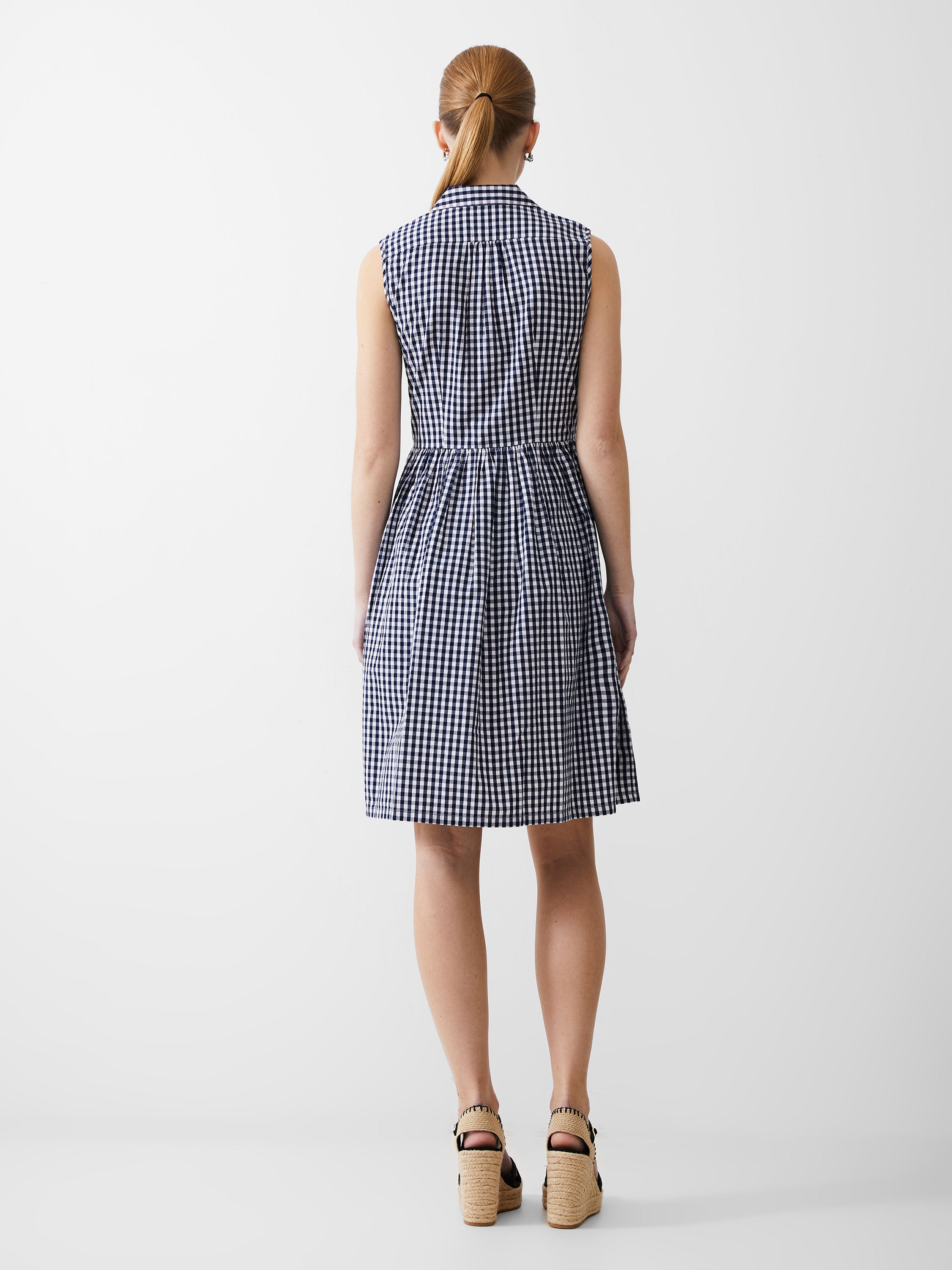 Sleeveless Gingham Smock Dress