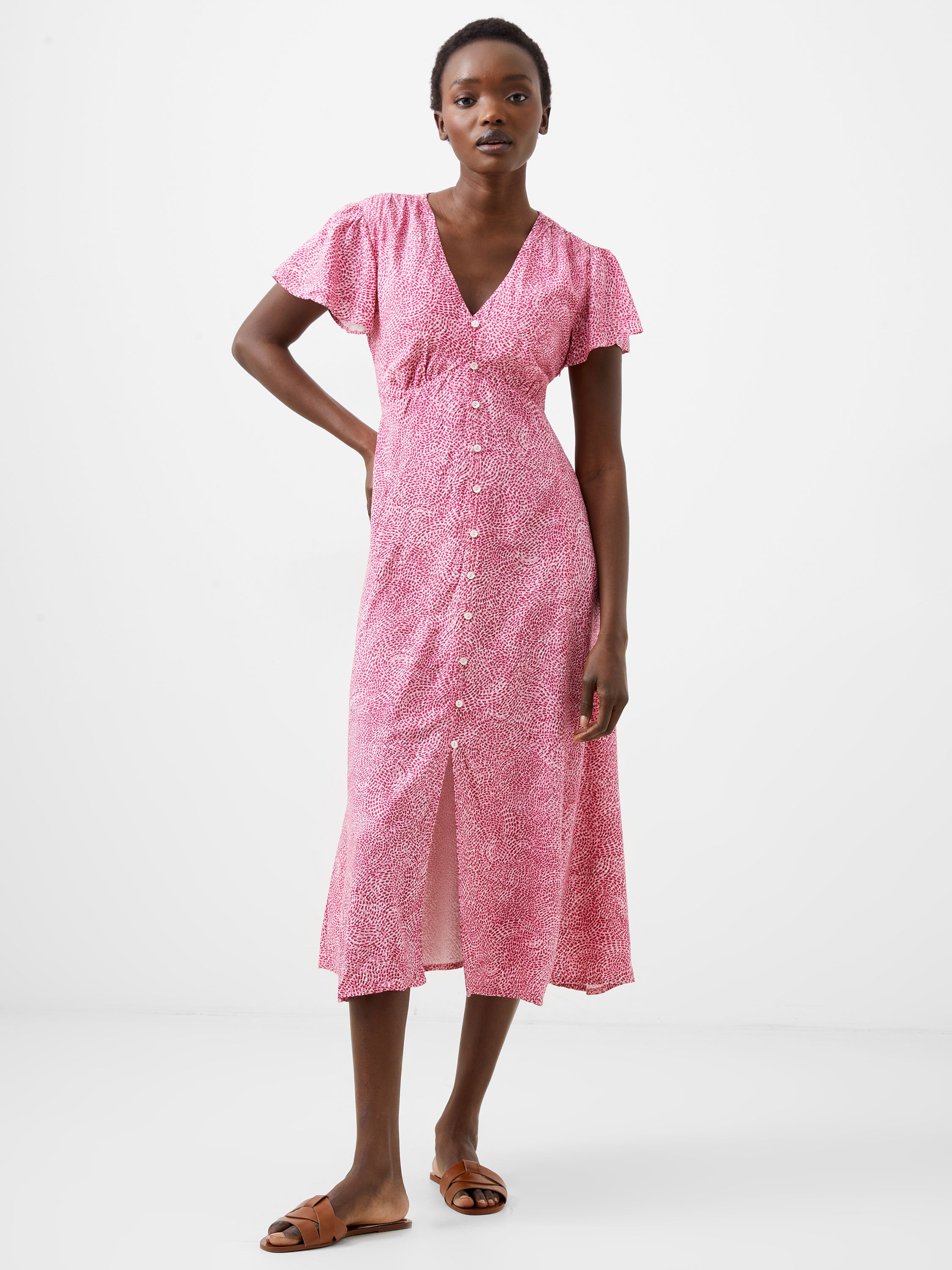 Button through midi dress on sale