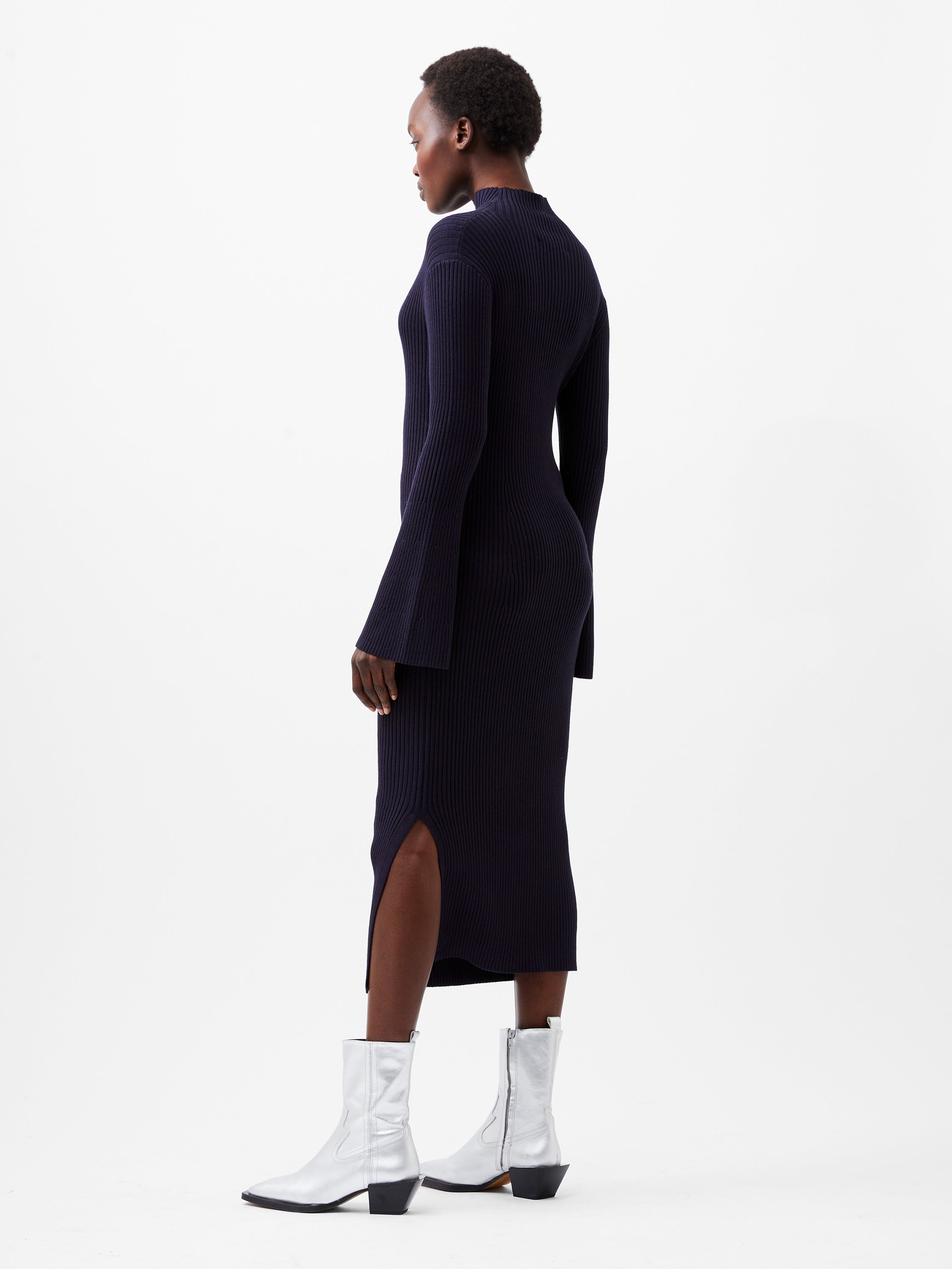 Lolly Mari Flare Sleeve Knit Dress Marine | French Connection UK