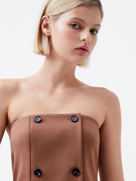 Azra Twill Bandeau Midi Dress