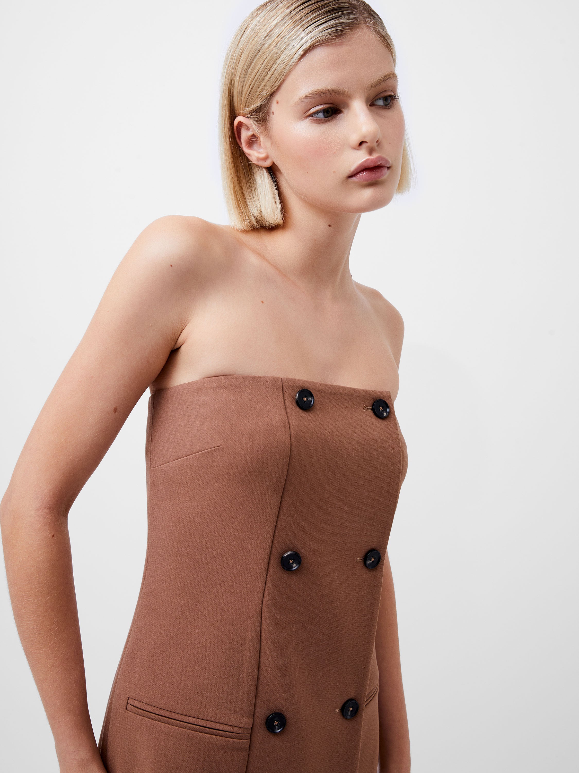 Azra Twill Bandeau Midi Dress
