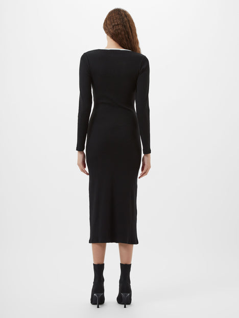 Rassia Rib Square Neck Midi Dress